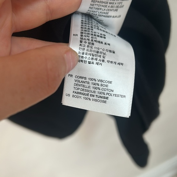 Sandro silk viscose Black Ruffled Sleeveless Dress buttons size 1 or small - Picture 6 of 13